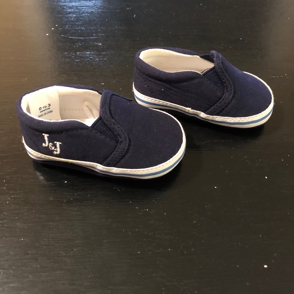 Boys 0-3m navy slip on boat shoes
